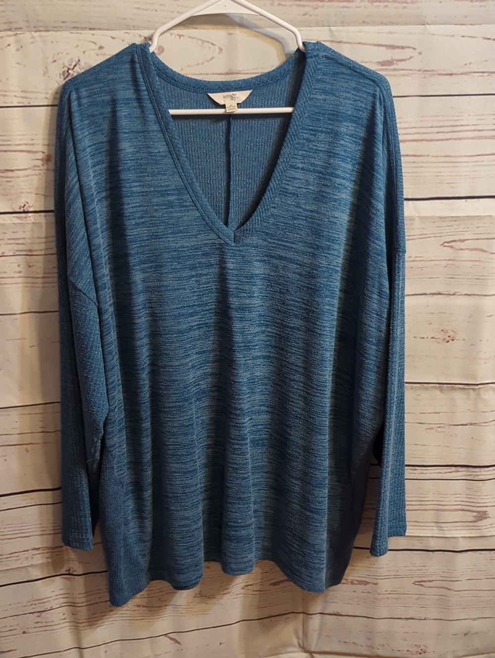 Blue V-Neck Lightweight Knit Top